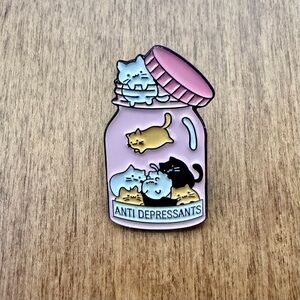 Bottle of Cats “Anti Depressants” 😸 Kitty Pin 🐈 Purrfect for cat lovers
